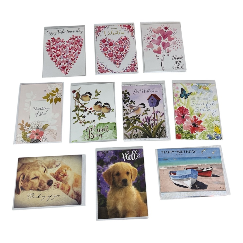 VTG Assorted valentines get well soon thinking of you Greeting Cards Set of 10